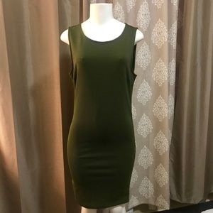 NWT Forever21 Olive/Black striped sleeveless dress